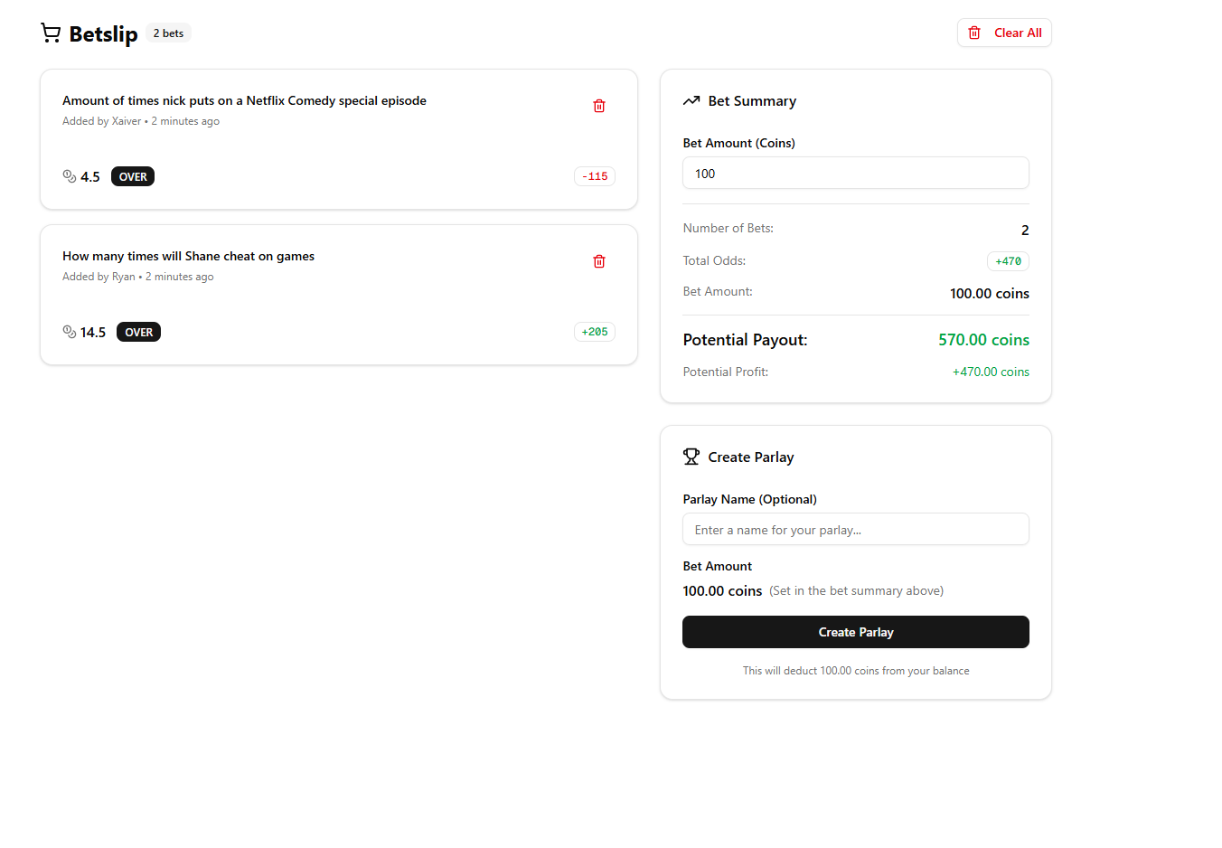Parlays App